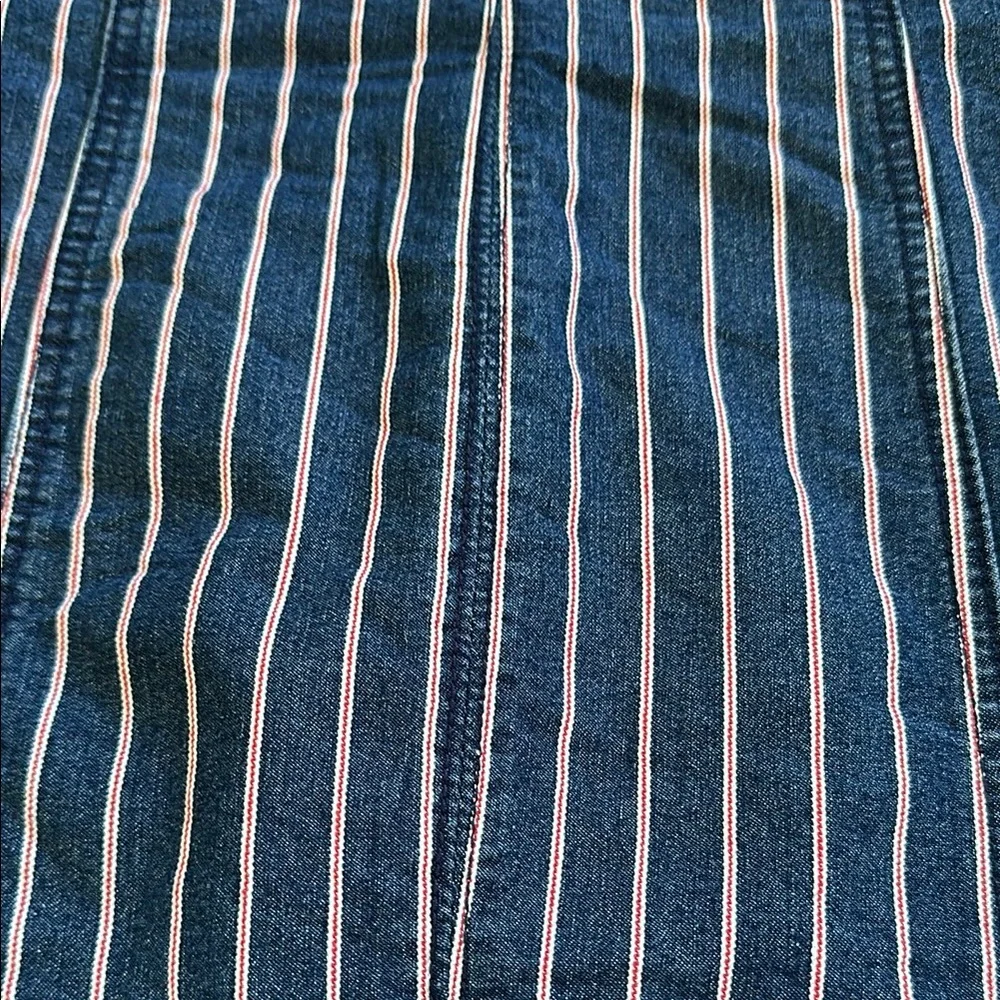 Others Follow Striped Blue Jean Skirt